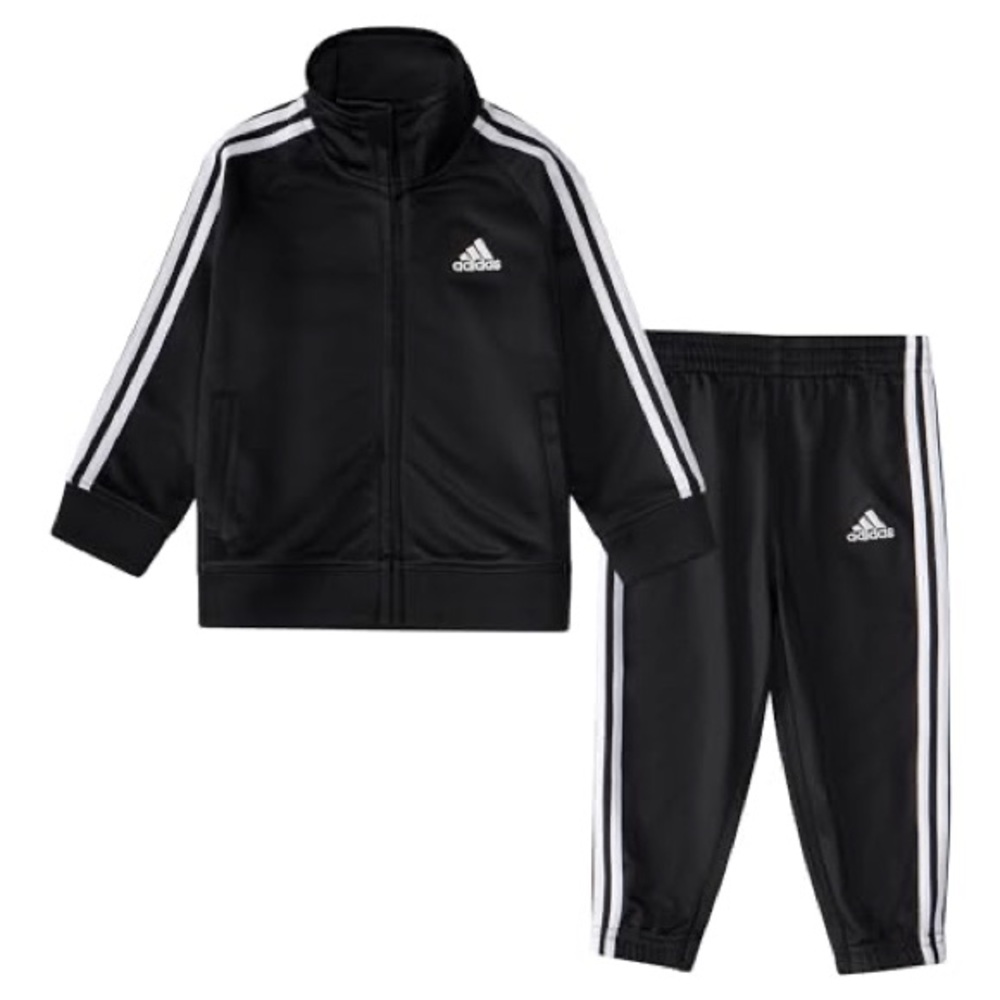 [Like New] Adidas (4T) Boys 2 pc. Long Sleeve Black Essential 3-stripe Track Set